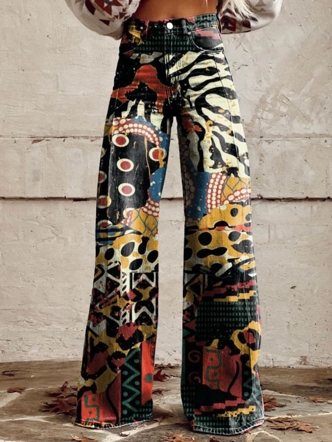 SANDARA ECLECTIC ART WIDE-LEG PANTS