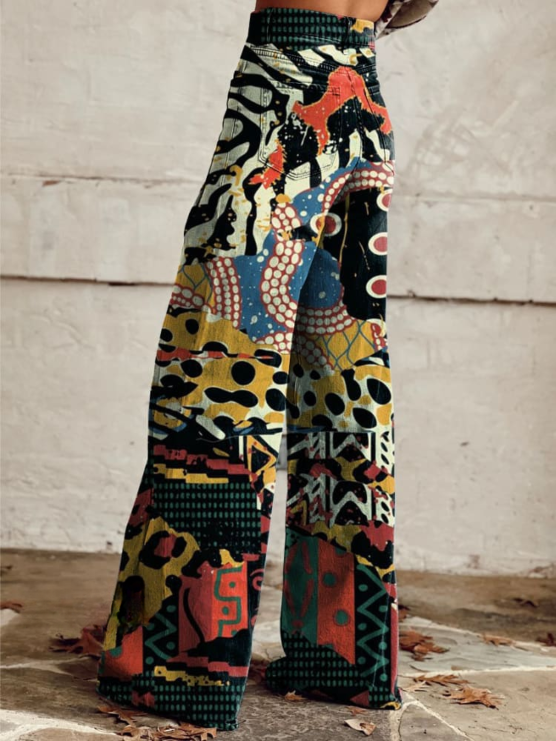 SANDARA ECLECTIC ART WIDE-LEG PANTS