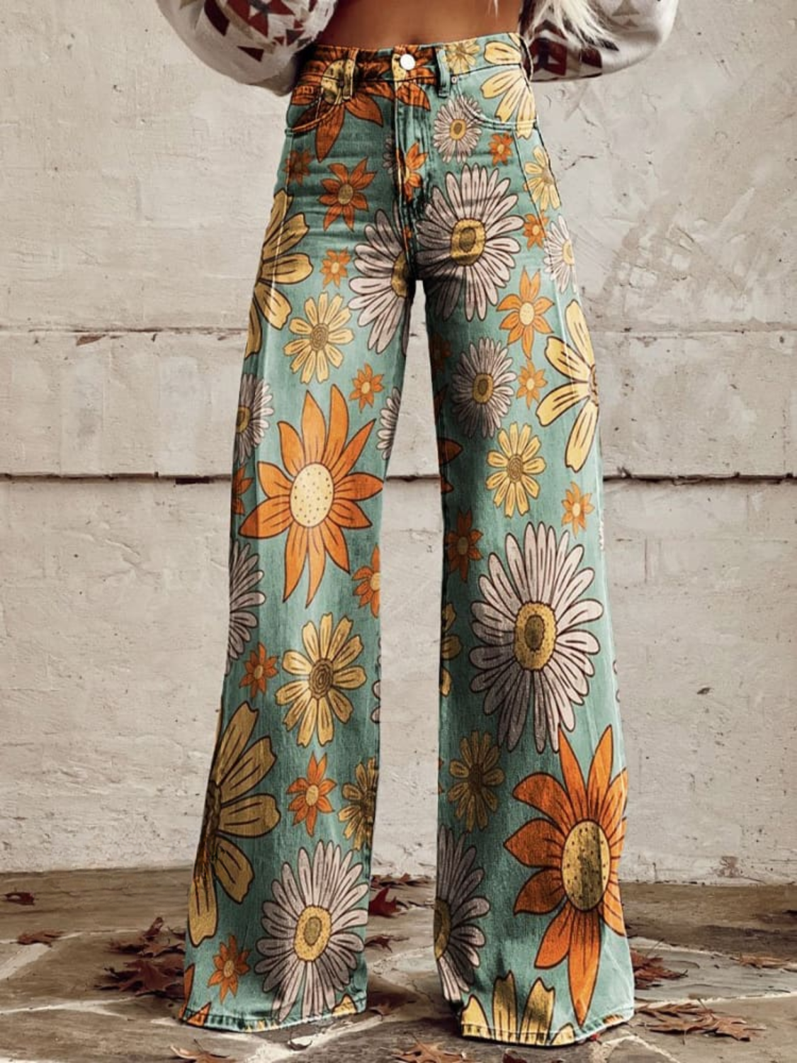 TANIA VINTAGE FLORAL WIDE-LEG PANTS