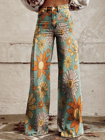 PANTALON LARGE À FLEURS VINTAGE TANIA 