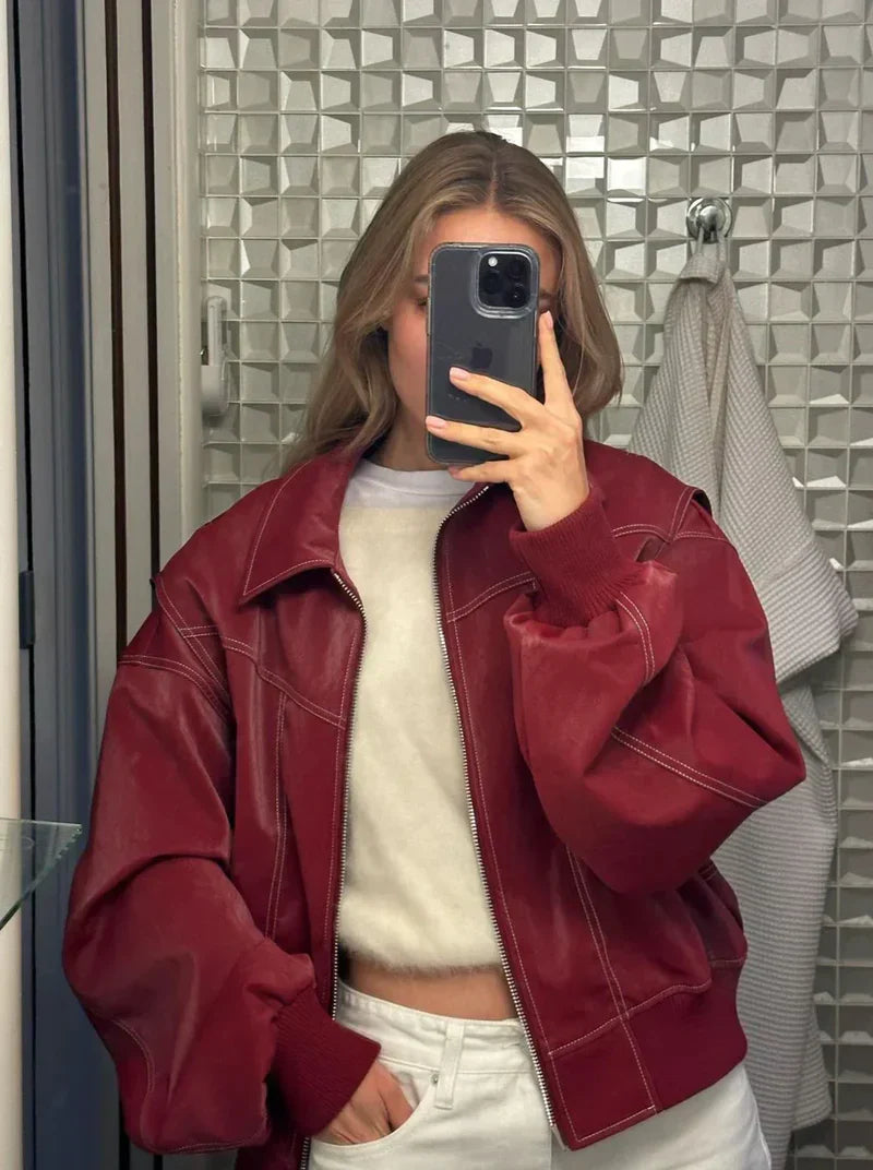 FAYE OVERSIZED LEATHER JACKET