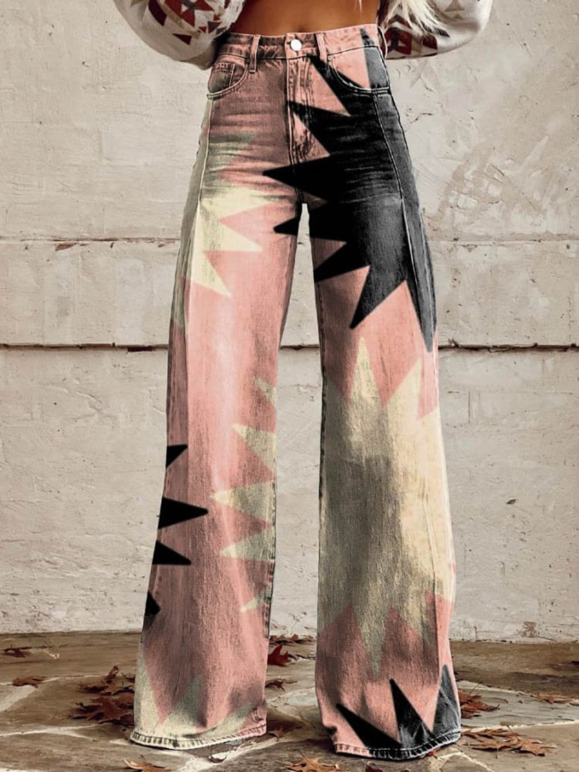 RITA GEOMETRIC WIDE-LEG PANTS