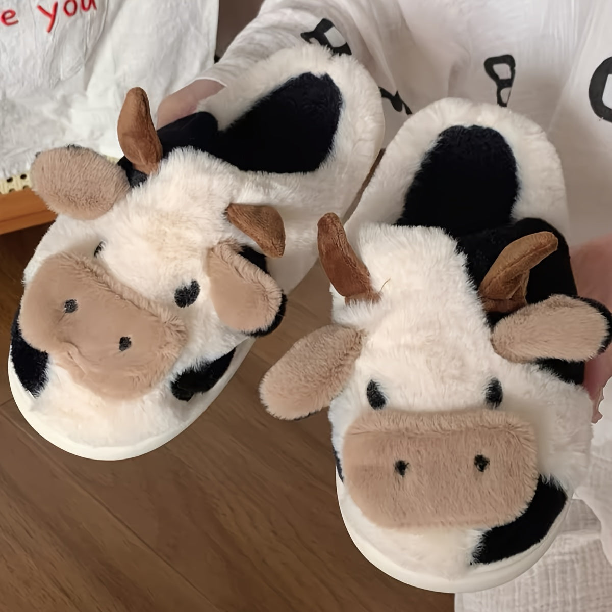 COW FLUFFY SLIPPERS