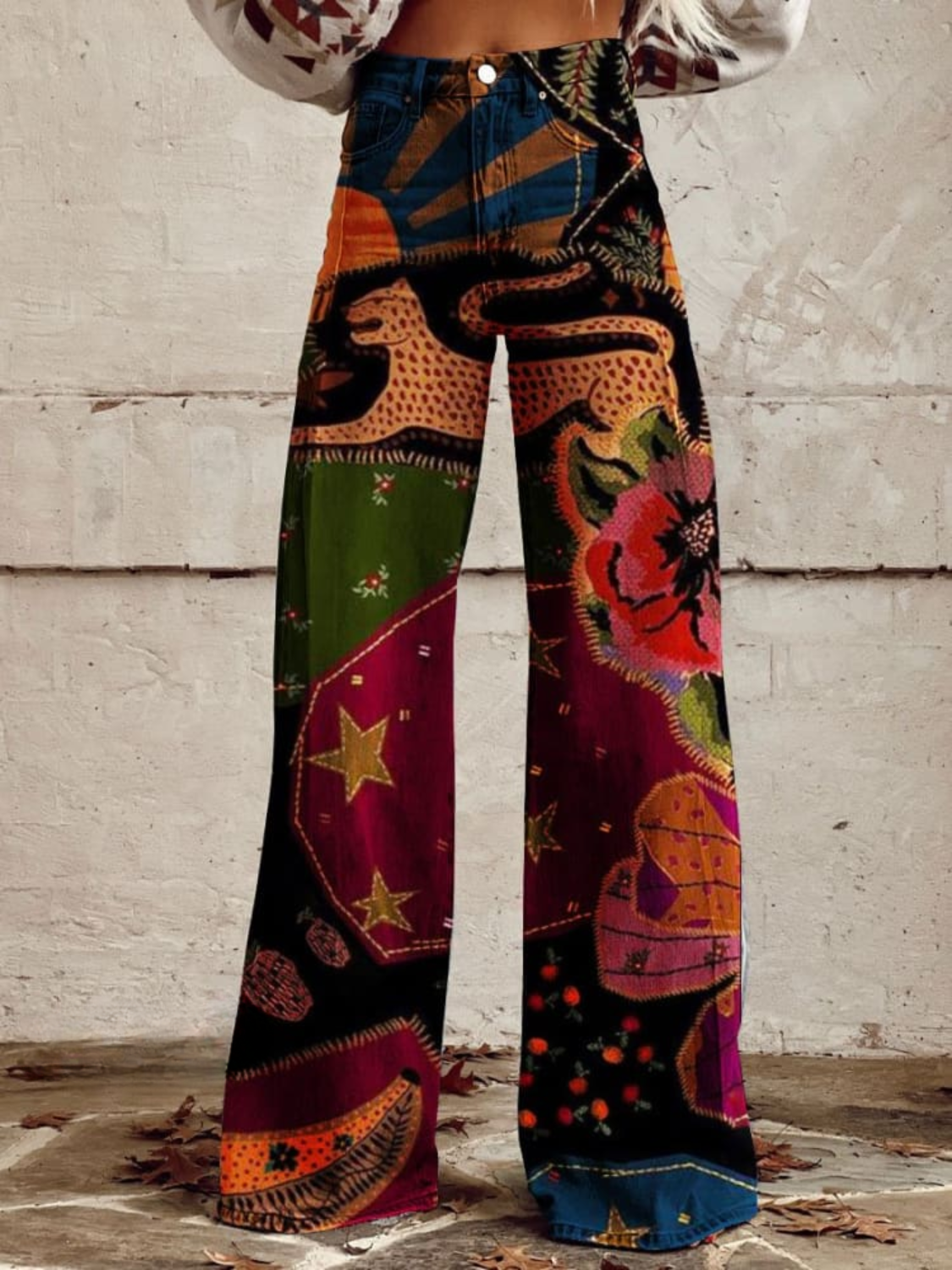 ANESA WIDE-LEG PANTS IN RETRO-BOHO STYLE