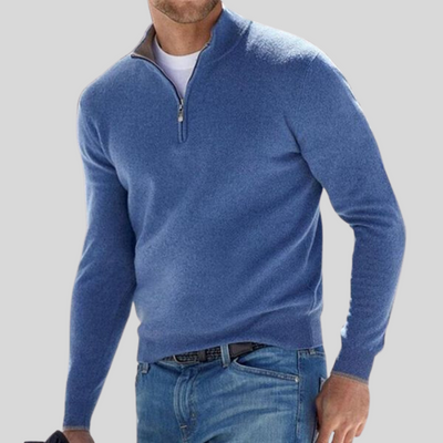 SANDER V-NECK ZIPPERED SWEATER