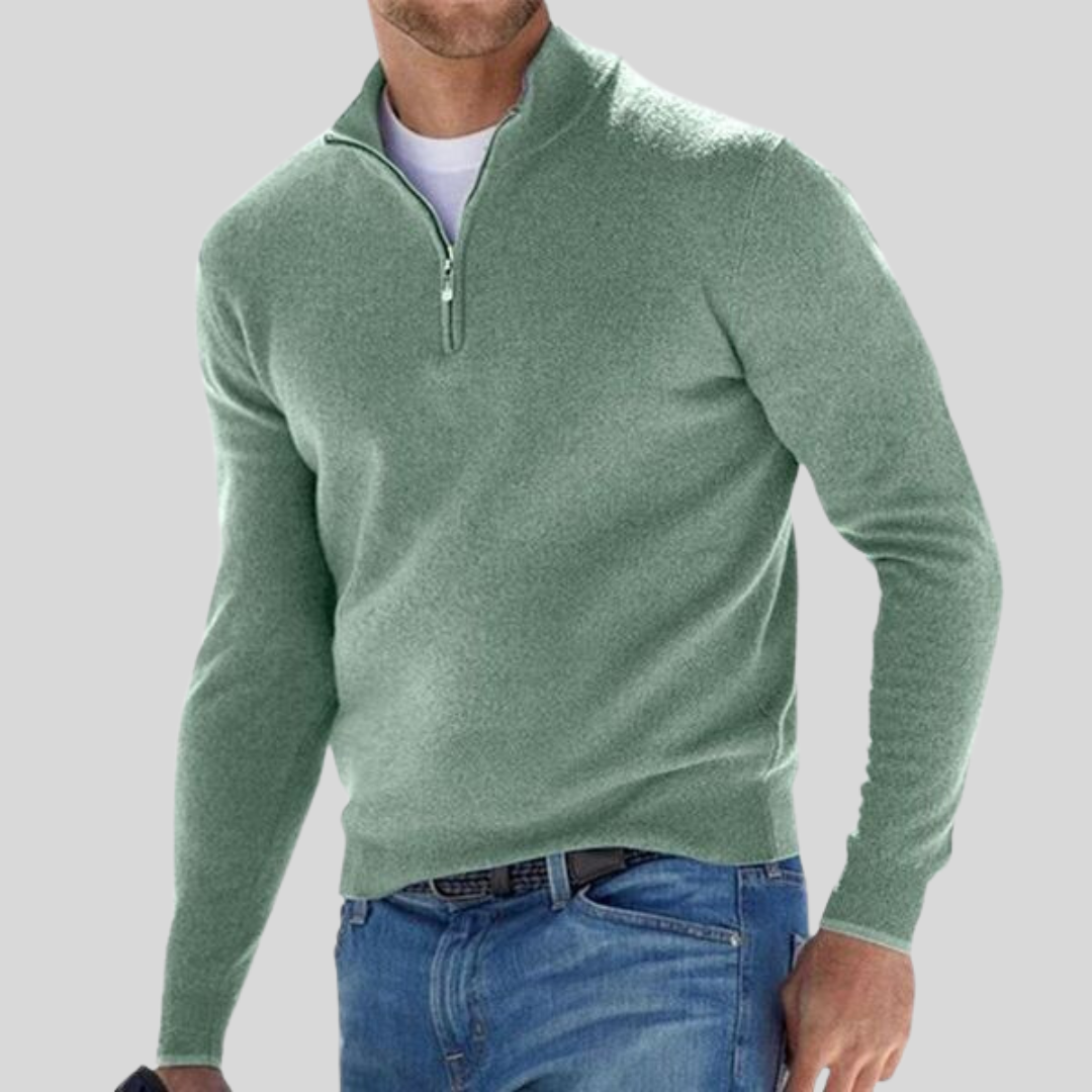 SANDER V-NECK ZIPPERED SWEATER