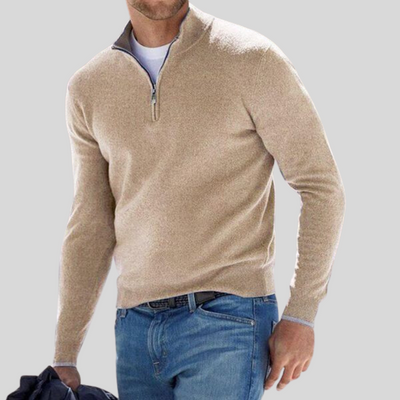 SANDER V-NECK ZIPPERED SWEATER