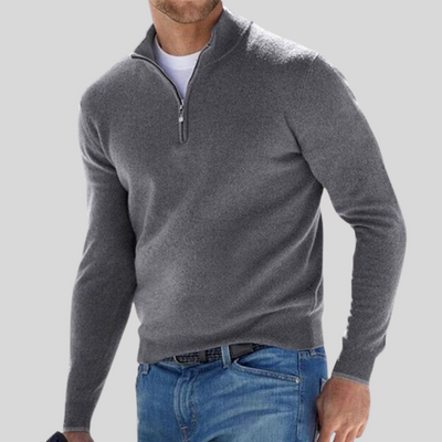 SANDER V-NECK ZIPPERED SWEATER