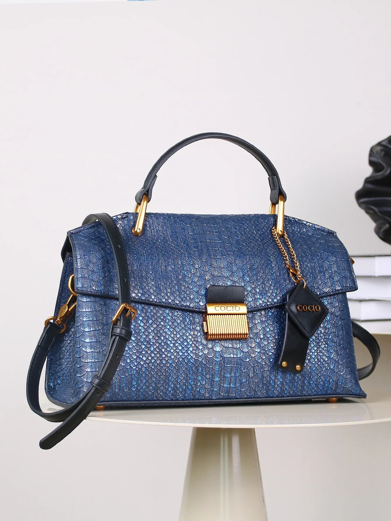 EMBOSSED SNAKE PRINT BAG