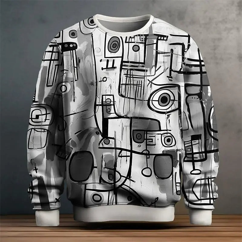 EVANDER GRAFFITI GRAPHIC PULLOVER SWEATSHIRT FOR MEN