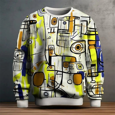 EVANDER GRAFFITI GRAPHIC PULLOVER SWEATSHIRT FOR MEN