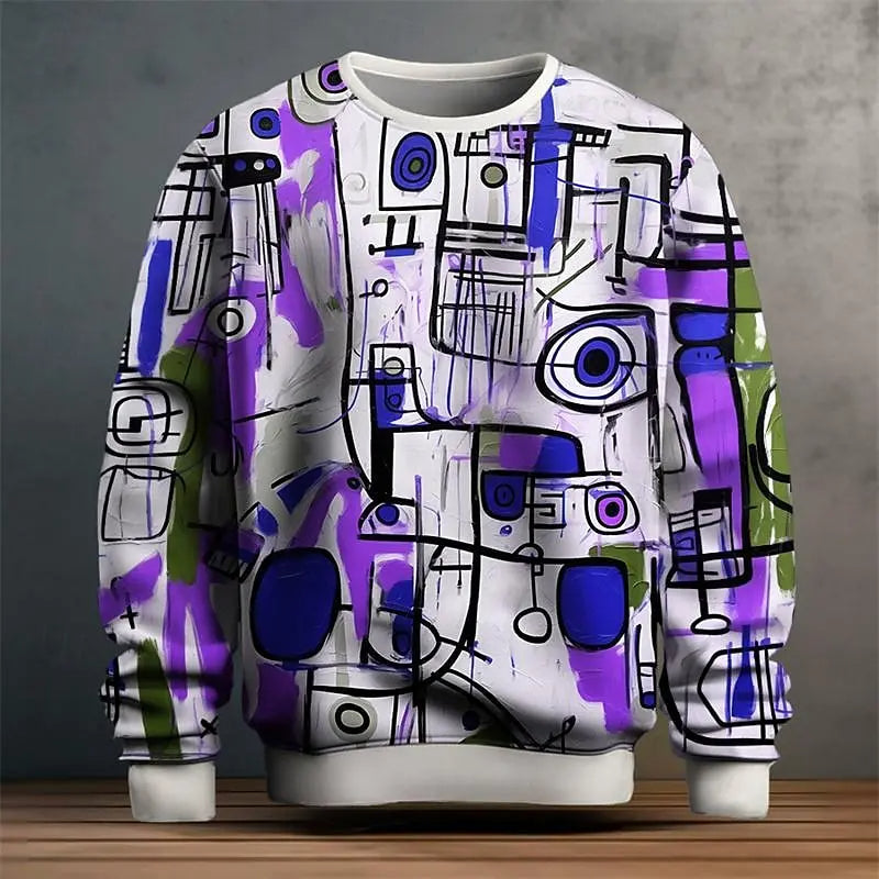 EVANDER GRAFFITI GRAPHIC PULLOVER SWEATSHIRT FOR MEN