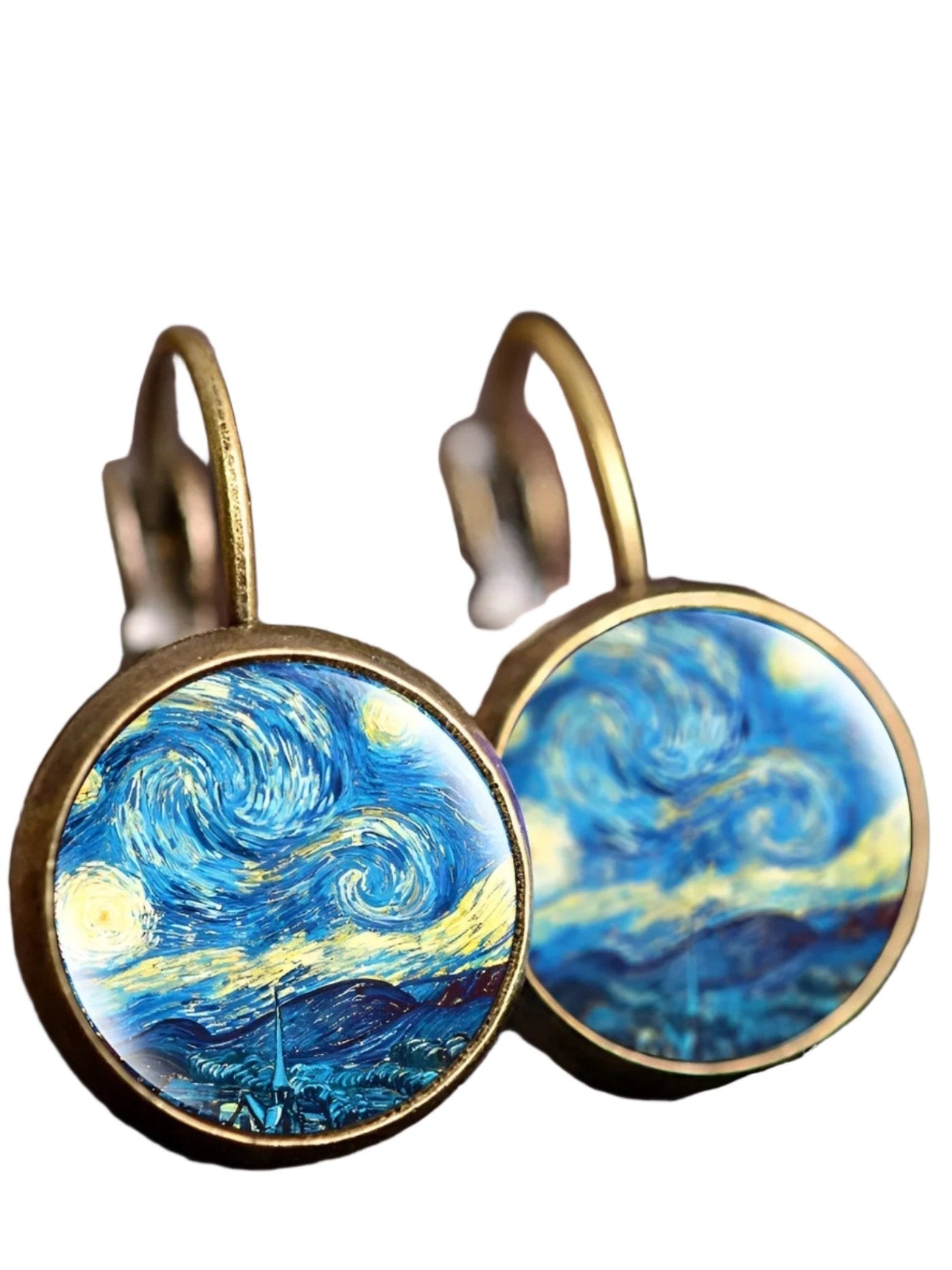 QAINA VINTAGE OIL PAINTING ART EARRINGS