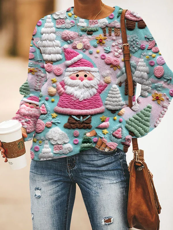 GRETA SANTA PRINT SWEATER