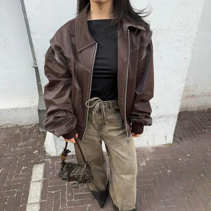 FAYE OVERSIZED LEATHER JACKET