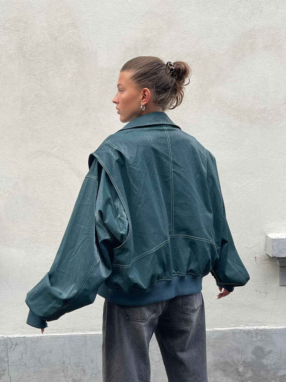 VESTE EN CUIR OVERSIZE FAYE