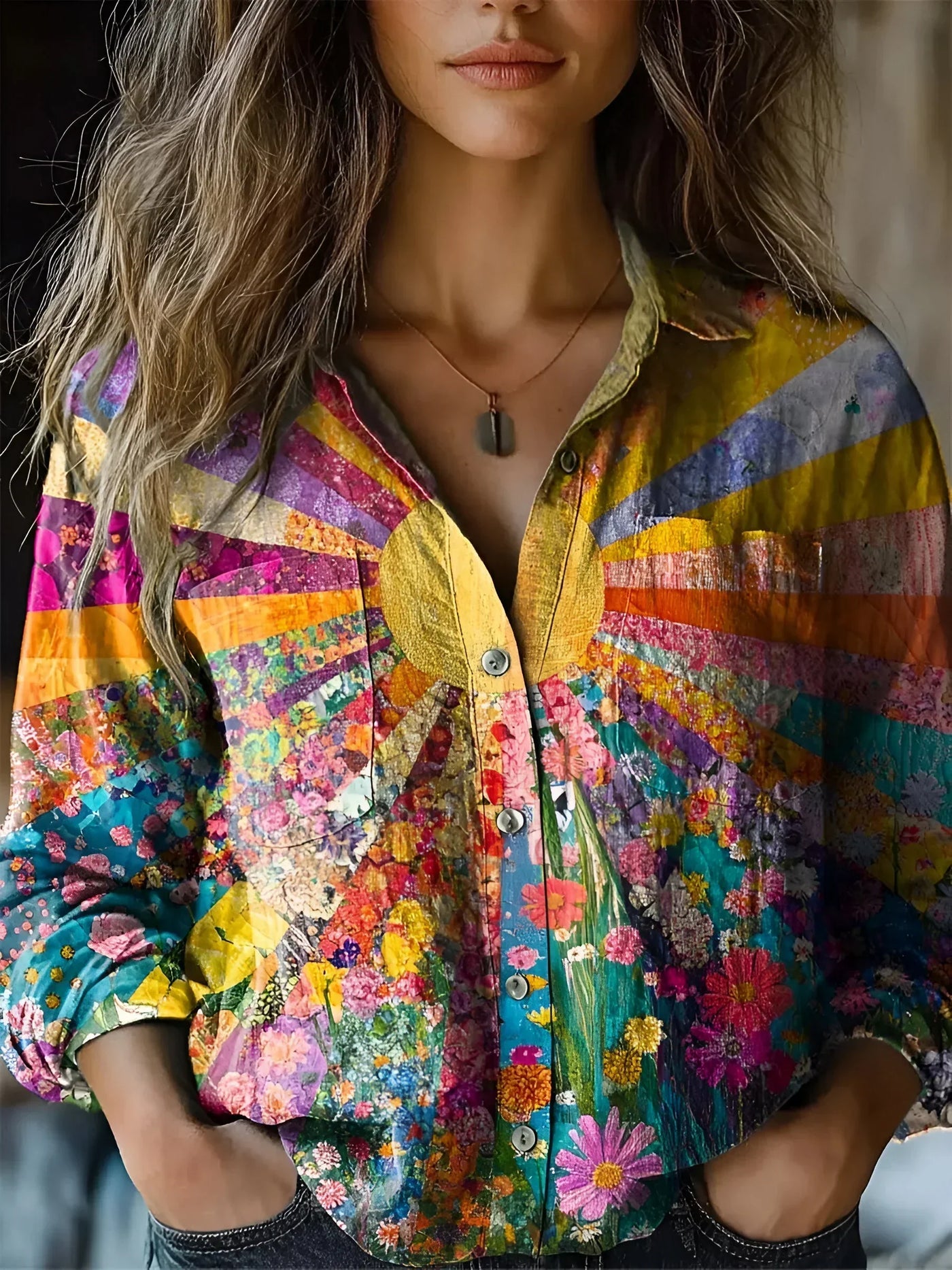 BLOUSE TINEKE À FLEURS ET SOLEIL